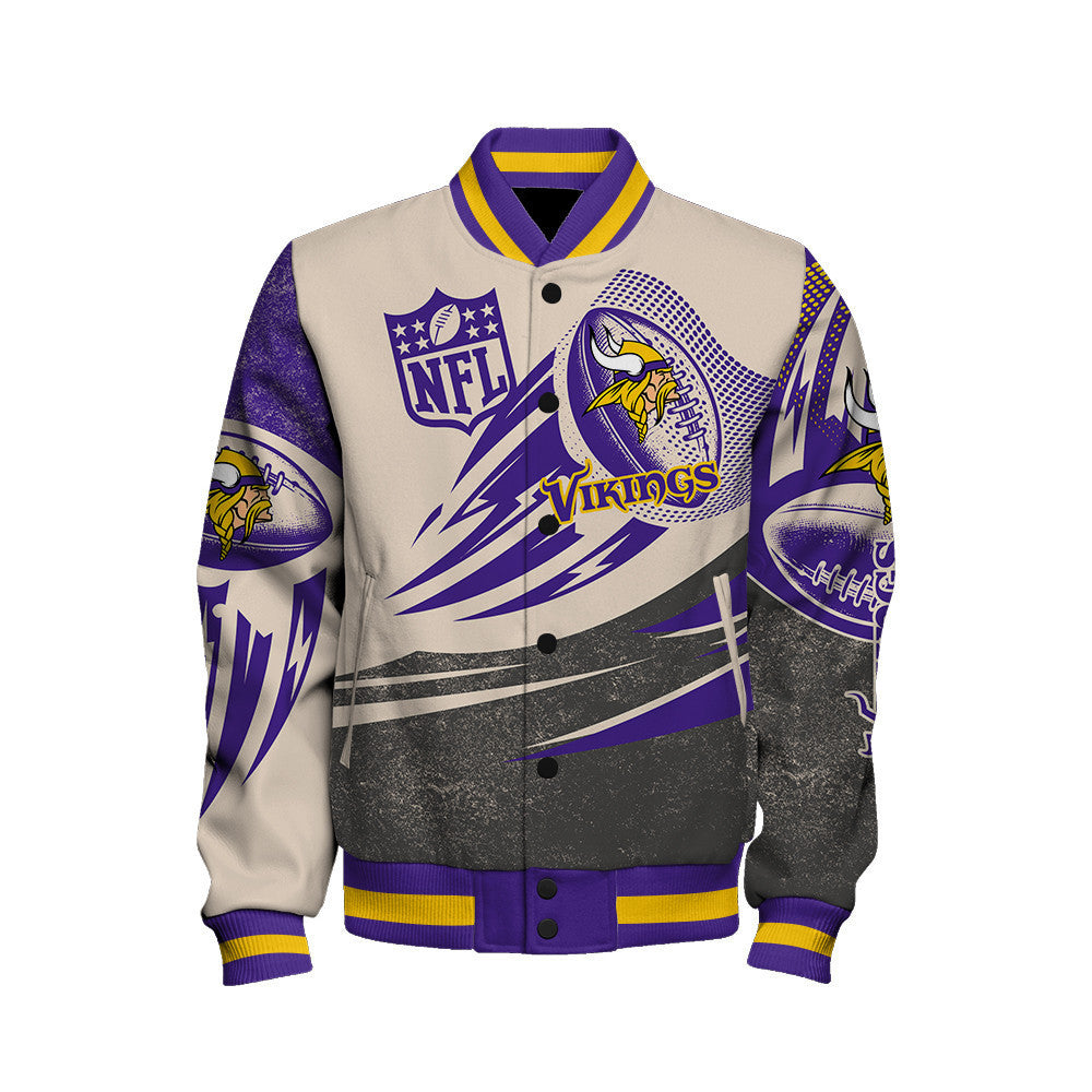 Minnesota Vikings - National Football League Customized AOP Varsity Jacket V10 - All-Over-Printed Jacket