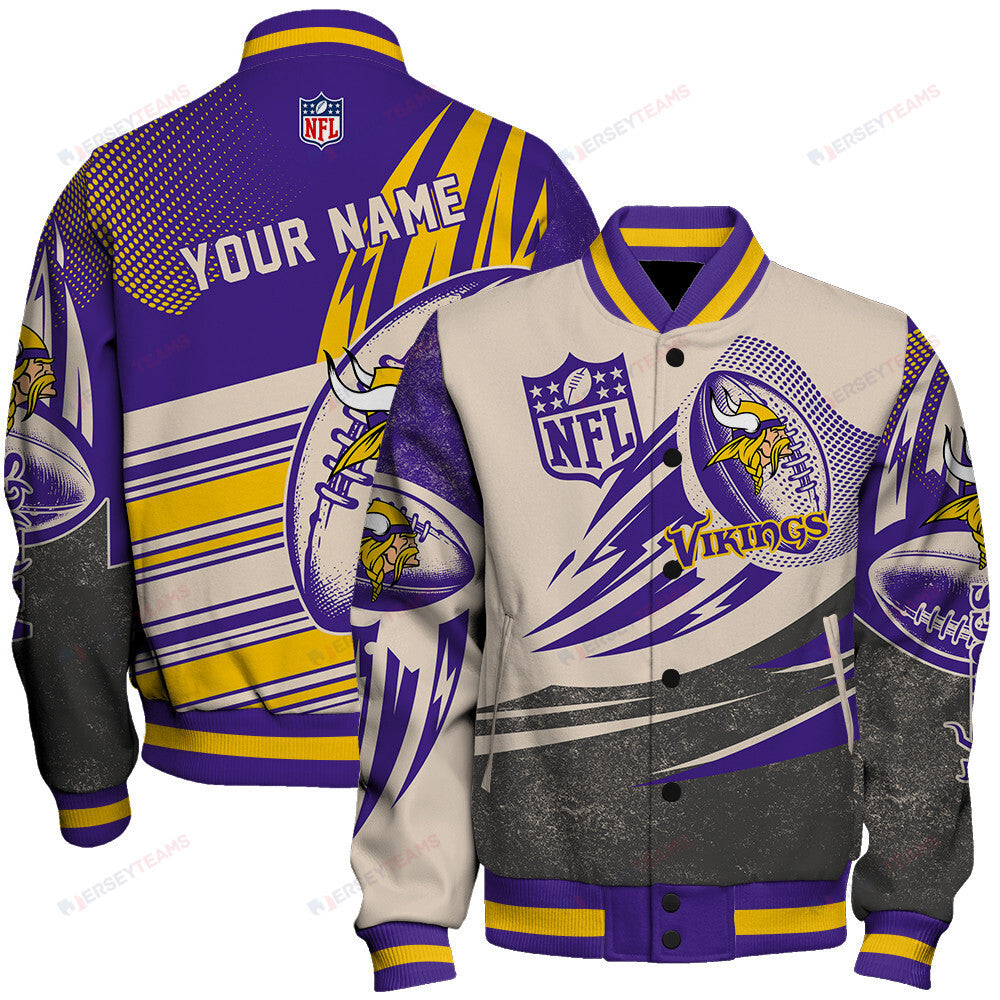 Minnesota Vikings - National Football League Customized AOP Varsity Jacket V10 - All-Over-Printed Jacket