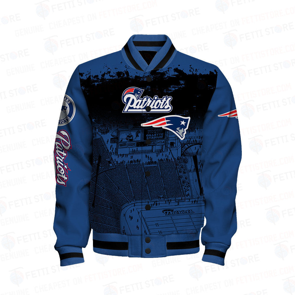 New England Patriots Skull Helmet Halloween Pattern Varsity Jacket - All-Over-Printed Jacket