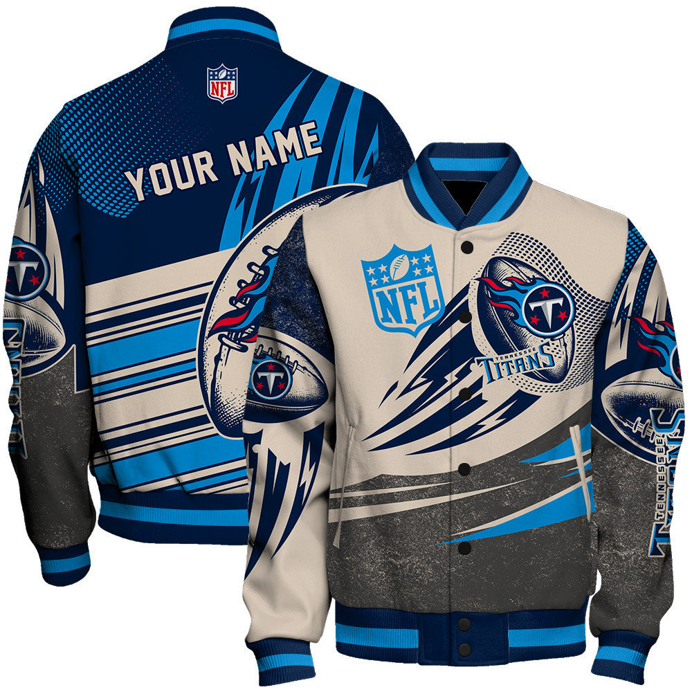 Tennessee Titans - National Football League Customized AOP Varsity Jacket V10 - All-Over-Printed Jacket