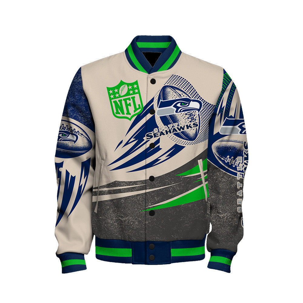 Seattle Seahawks - National Football League Customized AOP Varsity Jacket V10 - All-Over-Printed Jacket