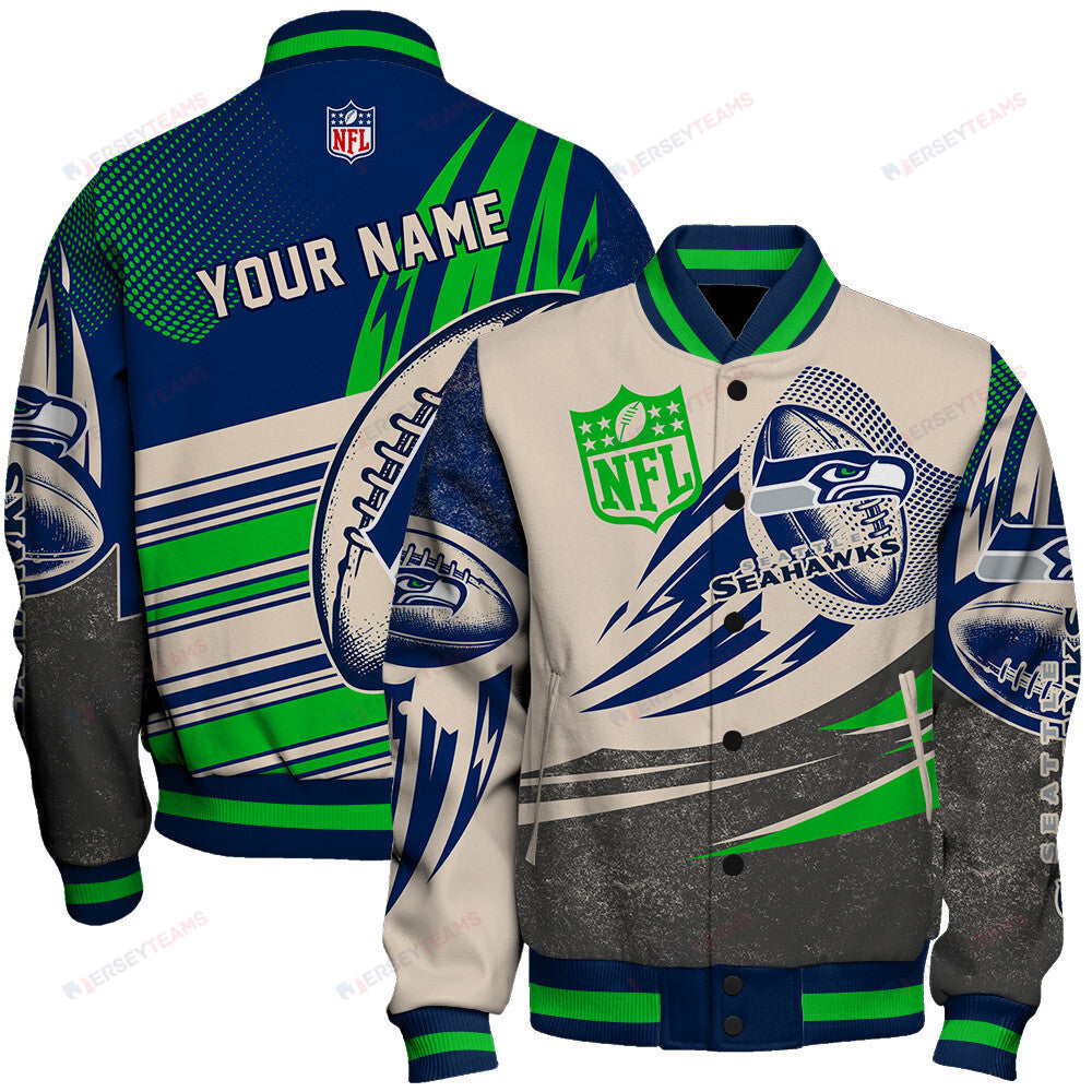 Seattle Seahawks - National Football League Customized AOP Varsity Jacket V10 - All-Over-Printed Jacket