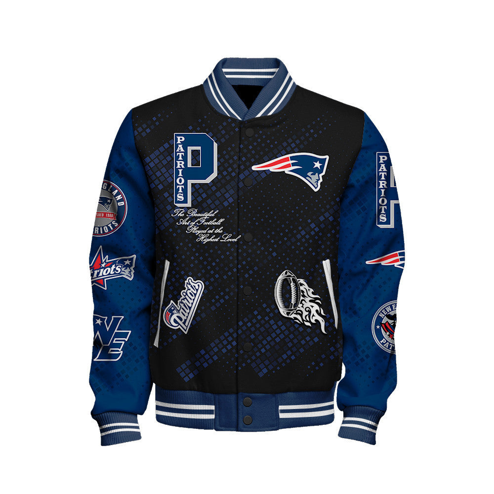 New England Patriots National Football League Pattern Varsity Jacket SH1 V3 - All-Over-Printed Jacket