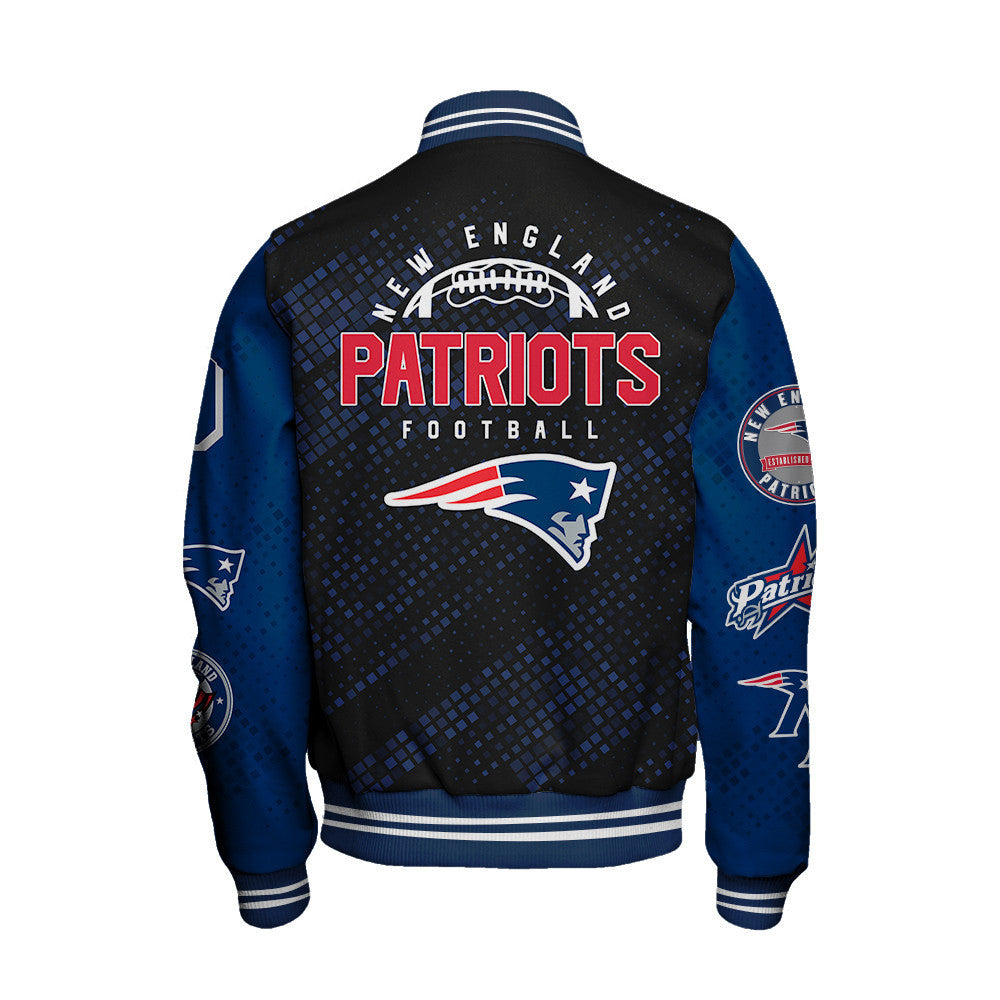 New England Patriots National Football League Pattern Varsity Jacket SH1 V3 - All-Over-Printed Jacket