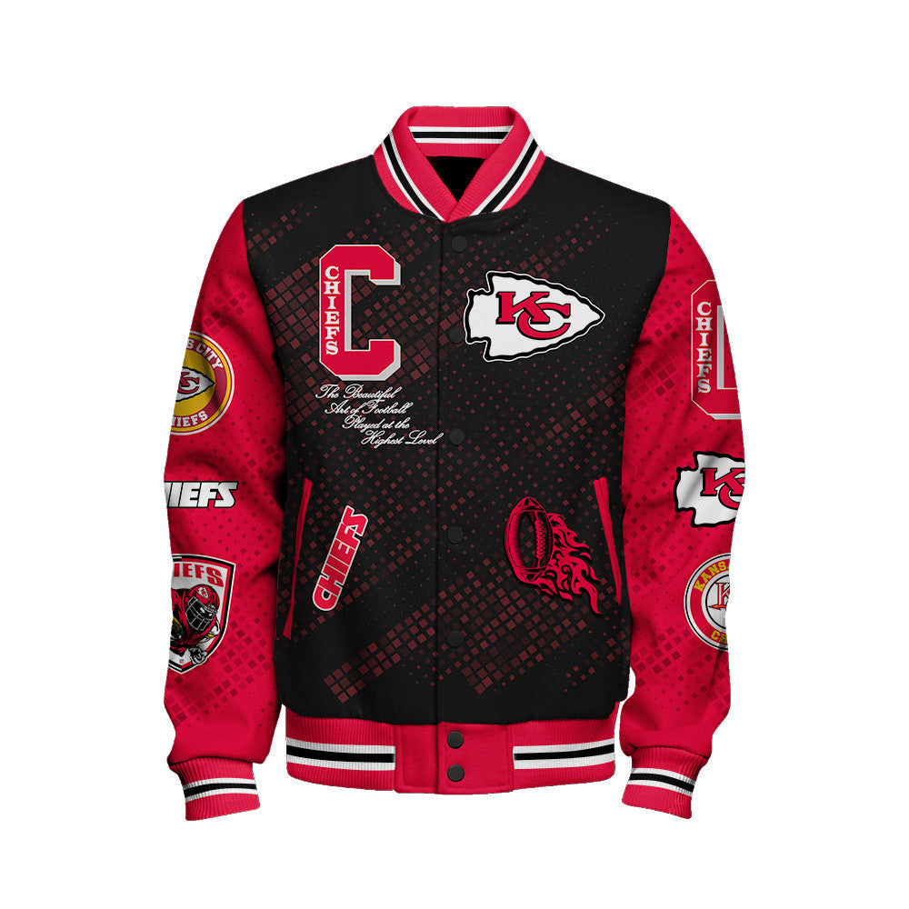 Kansas City Chiefs National Football League Pattern Varsity Jacket SH1 V3 - All-Over-Printed Jacket