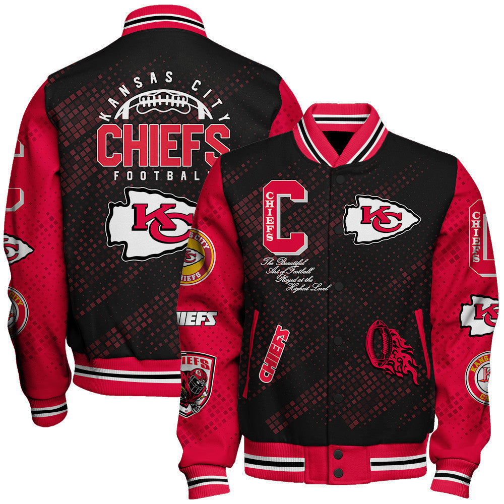 Kansas City Chiefs National Football League Pattern Varsity Jacket SH1 V3 - All-Over-Printed Jacket