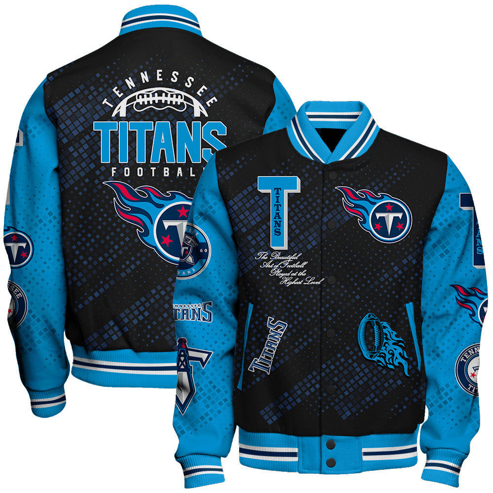 Tennessee Titans National Football League Pattern Varsity Jacket SH1 V3 - All-Over-Printed Jacket