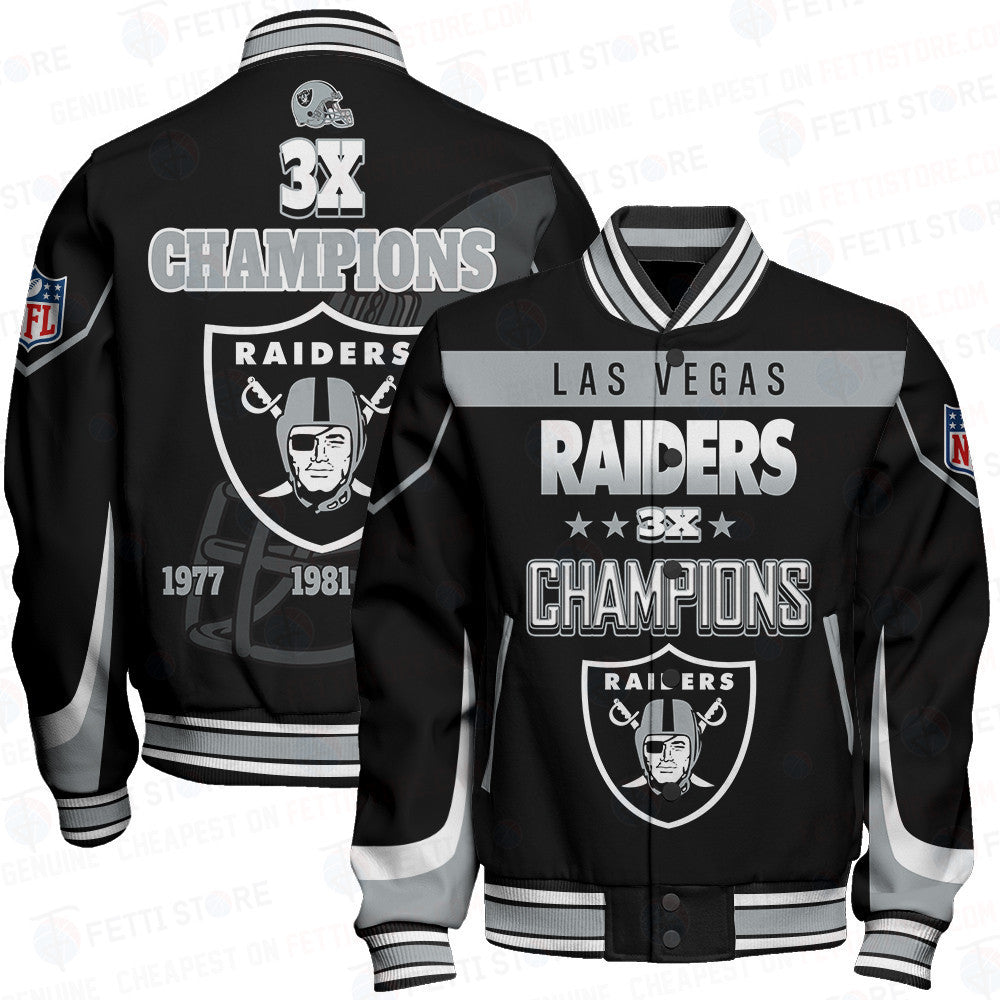 Las Vegas Raiders 3X Super Bowl Champions Varsity Jacket - All-Over-Printed Jacket