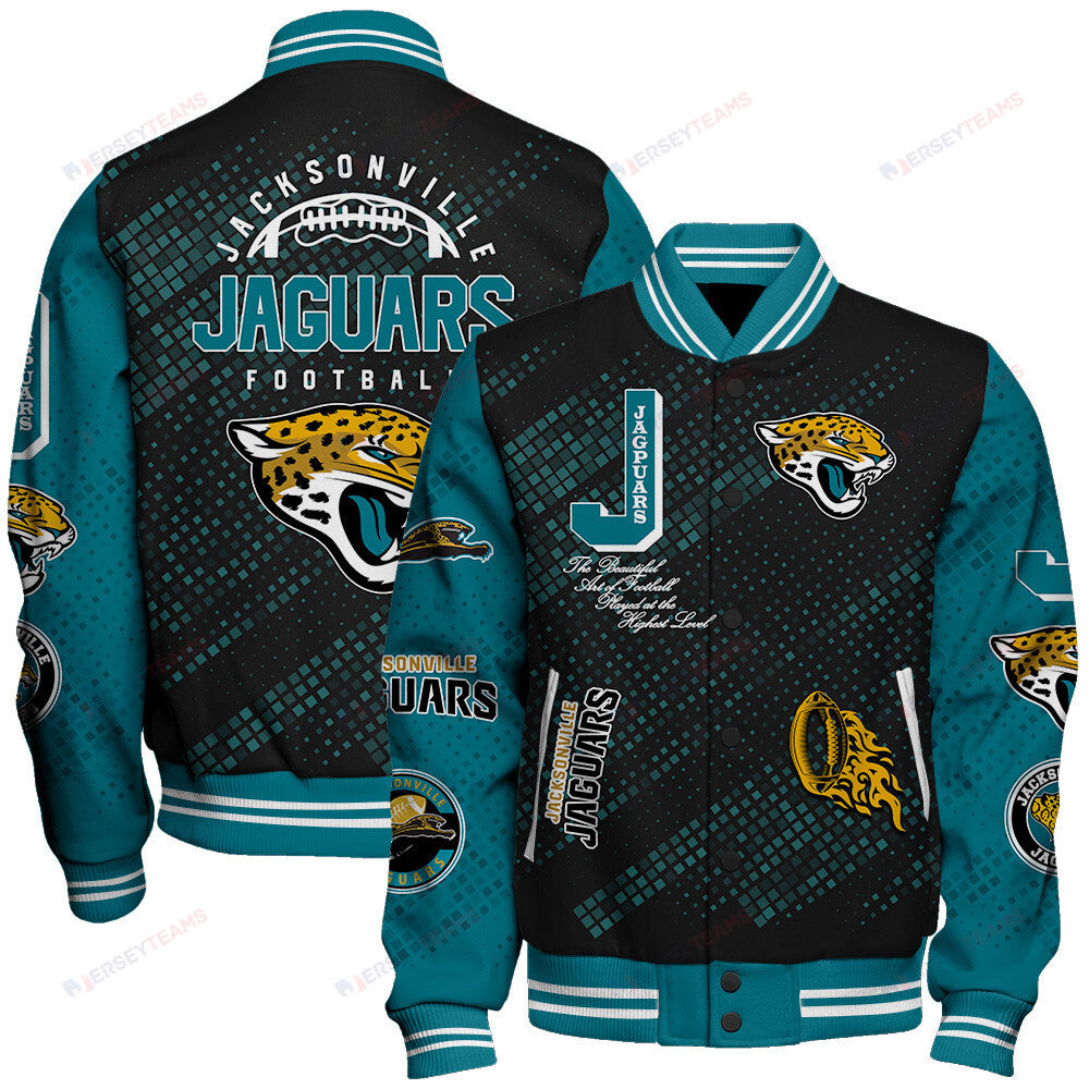 Jacksonville Jaguars National Football League Pattern Varsity Jacket SH1 V3 - All-Over-Printed Jacket