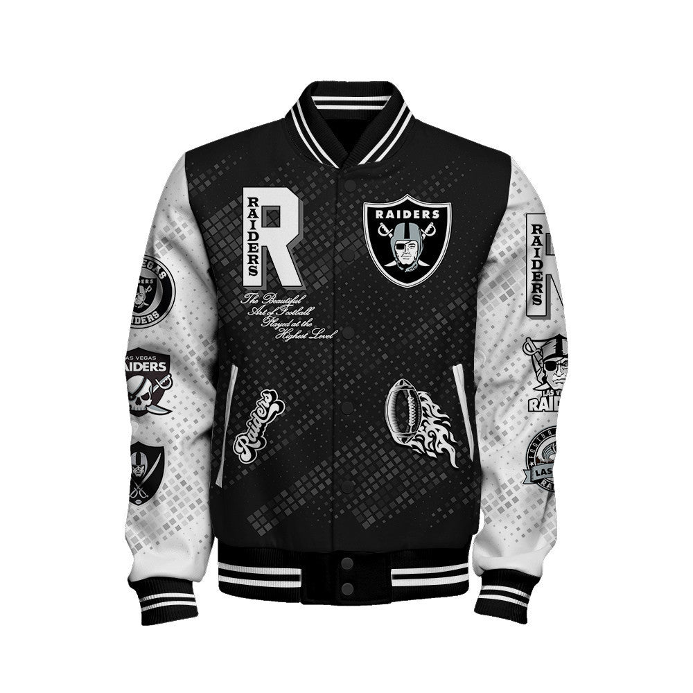 Las Vegas Raiders National Football League Pattern Varsity Jacket SH1 V3 - All-Over-Printed Jacket
