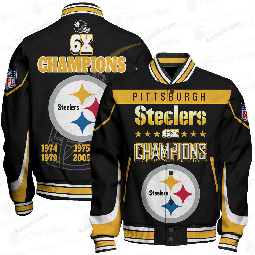 Pittsburgh Steelers 6X Super Bowl Champions Varsity Jacket - All-Over-Printed Jacket