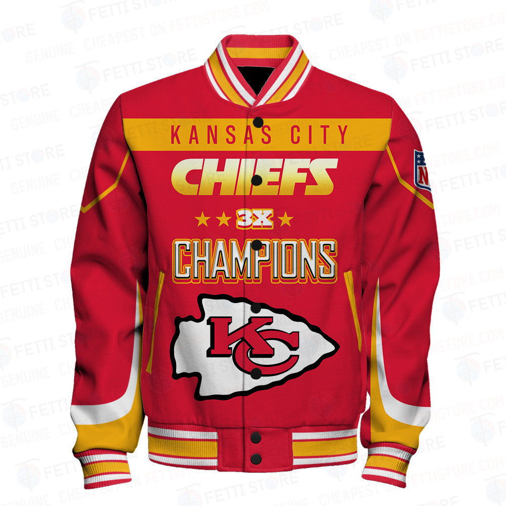 Kansas City Chiefs 3X Super Bowl Champions Varsity Jacket - All-Over-Printed Jacket