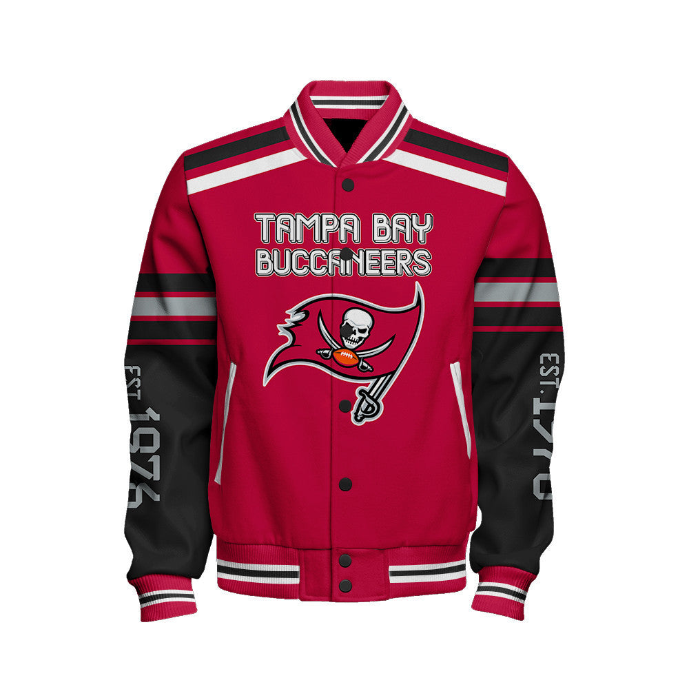 Tampa Bay Buccaneers Skull And Gloves Pattern Varsity Jacket - All-Over-Printed Jacket