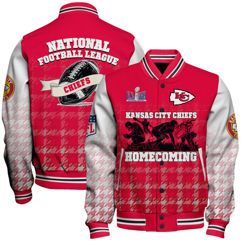 Kansas City Chiefs LVIII Home Coming Varsity Jacket - All-Over-Printed Jacket