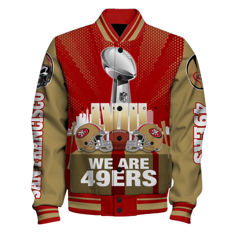 San Francisco 49ers LVIII We Are 49ers Varsity Jacket - All-Over-Printed Jacket