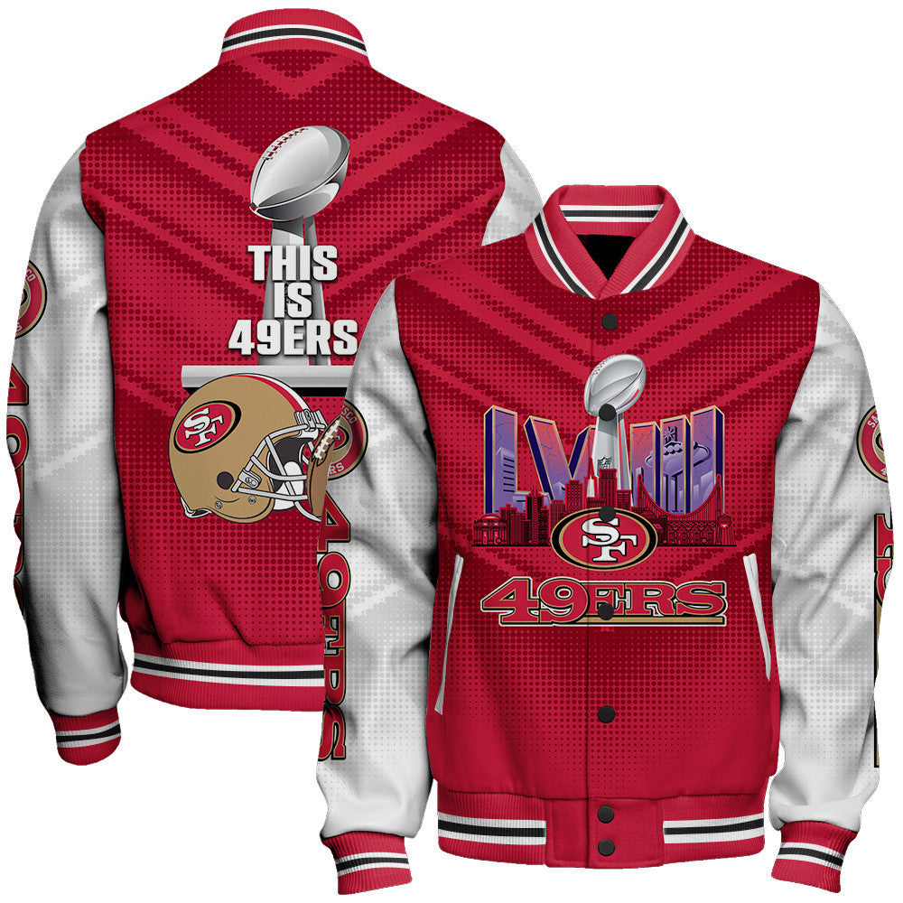 San Francisco 49ers LVIII This Is 49ers Varsity Jacket - All-Over-Printed Jacket