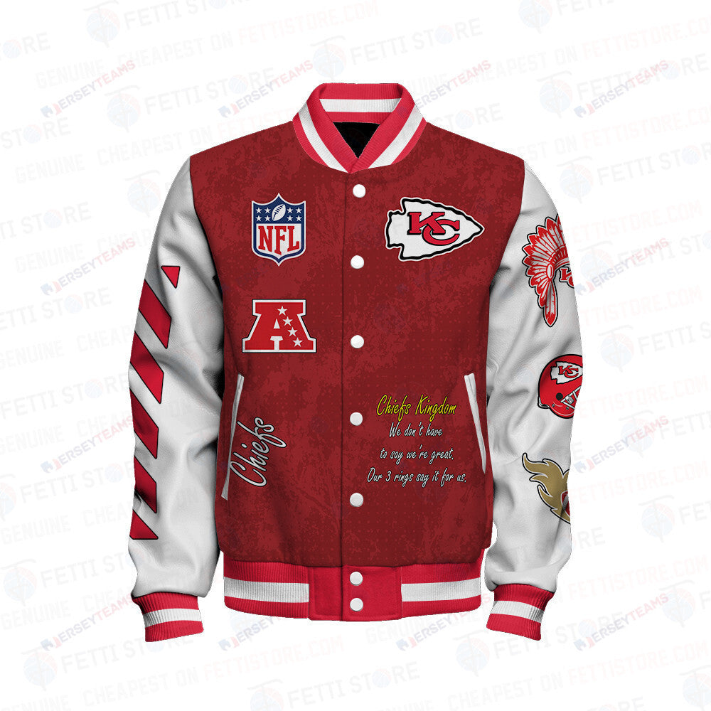 Kansas City Chiefs 3X Champions Print Varsity Jacket SFAT V9 - All-Over-Printed Jacket