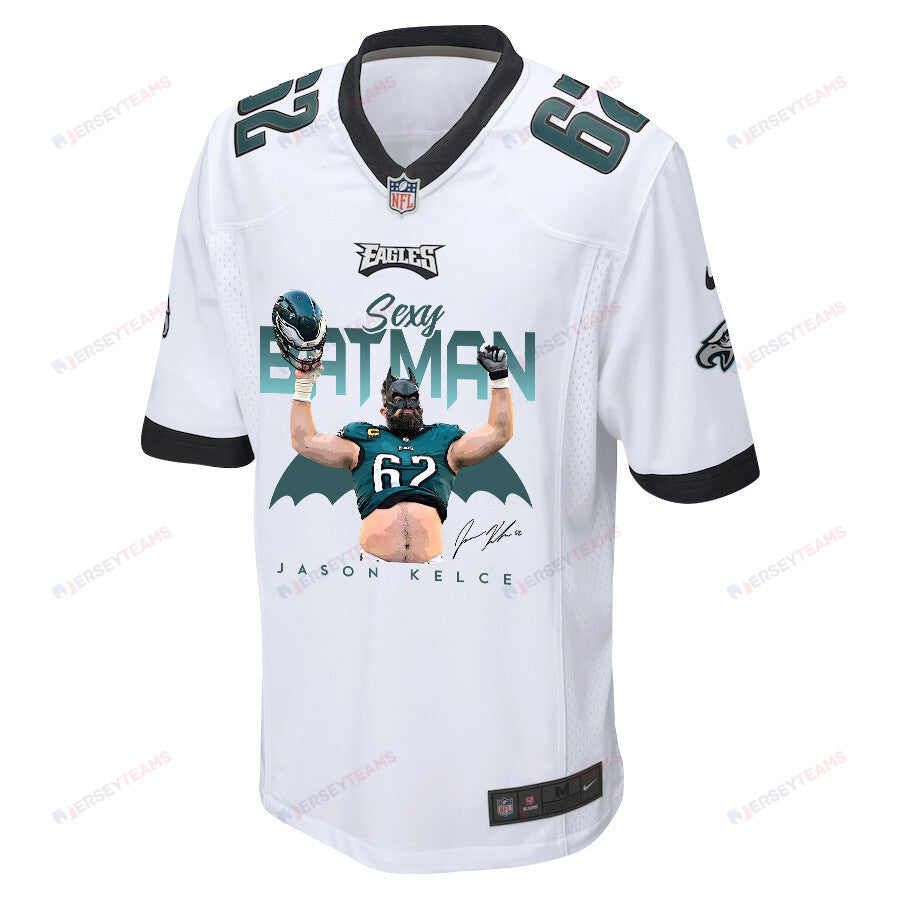 Jason Kelce 62 Philadelphia Eagles Sexy Batman Game Jersey - Men, White