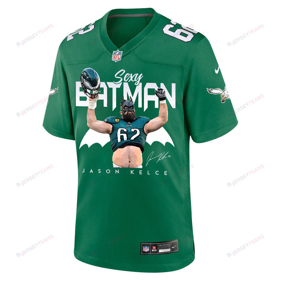 Jason Kelce 62 Philadelphia Eagles Sexy Batman Game Jersey - Men, Green