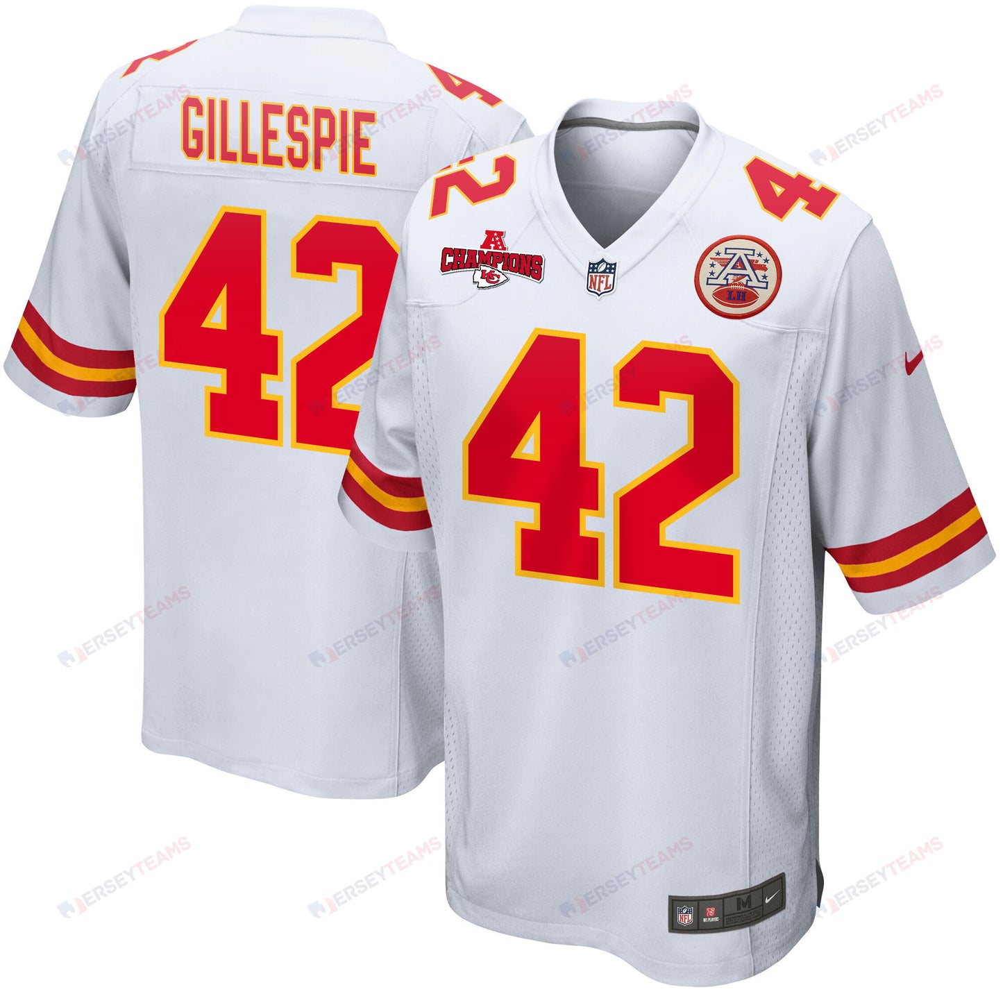 Tyree Gillespie 42 Kansas City Chiefs AFC Champions Patch Game Men Jersey - White