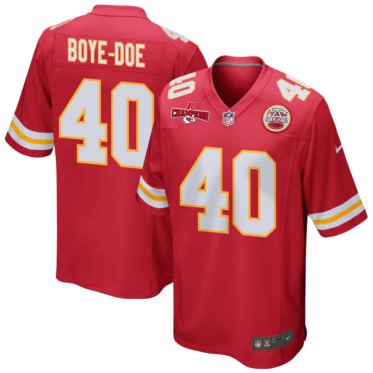 Ekow Boye-Doe 40 Kansas City Chiefs AFC Champions Patch Game Men Jersey - Red
