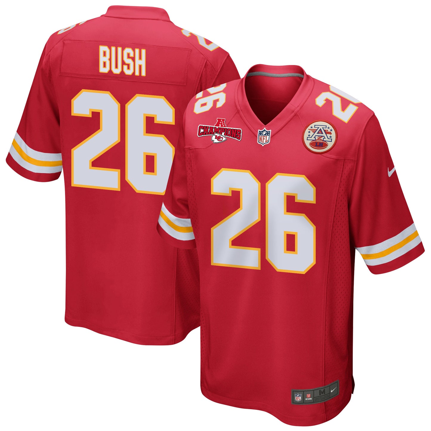 Deon Bush 26 Kansas City Chiefs AFC Champions Patch Game Men Jersey - Red