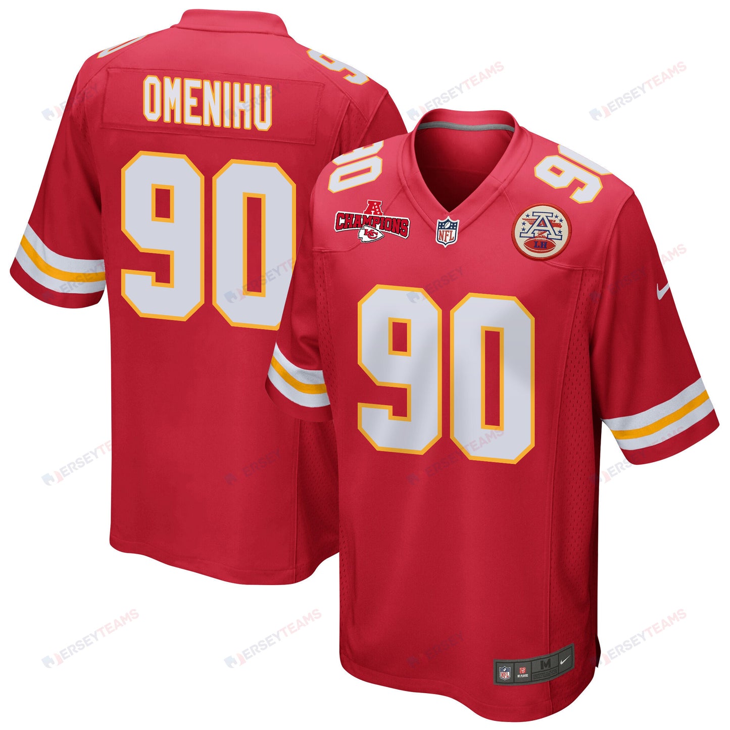 Charles Omenihu 90 Kansas City Chiefs AFC Champions Patch Game Men Jersey - Red