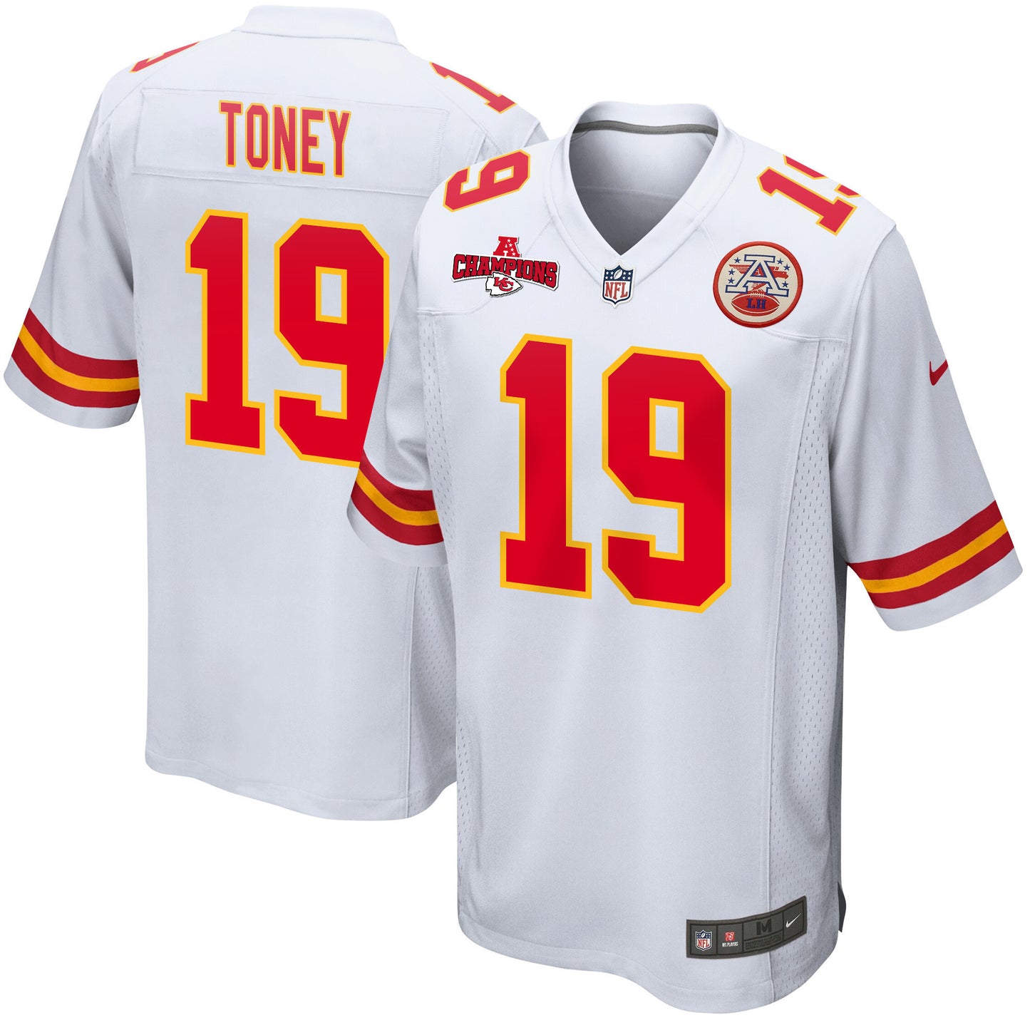 Kadarius Toney 19 Kansas City Chiefs AFC Champions Patch Game Men Jersey - White