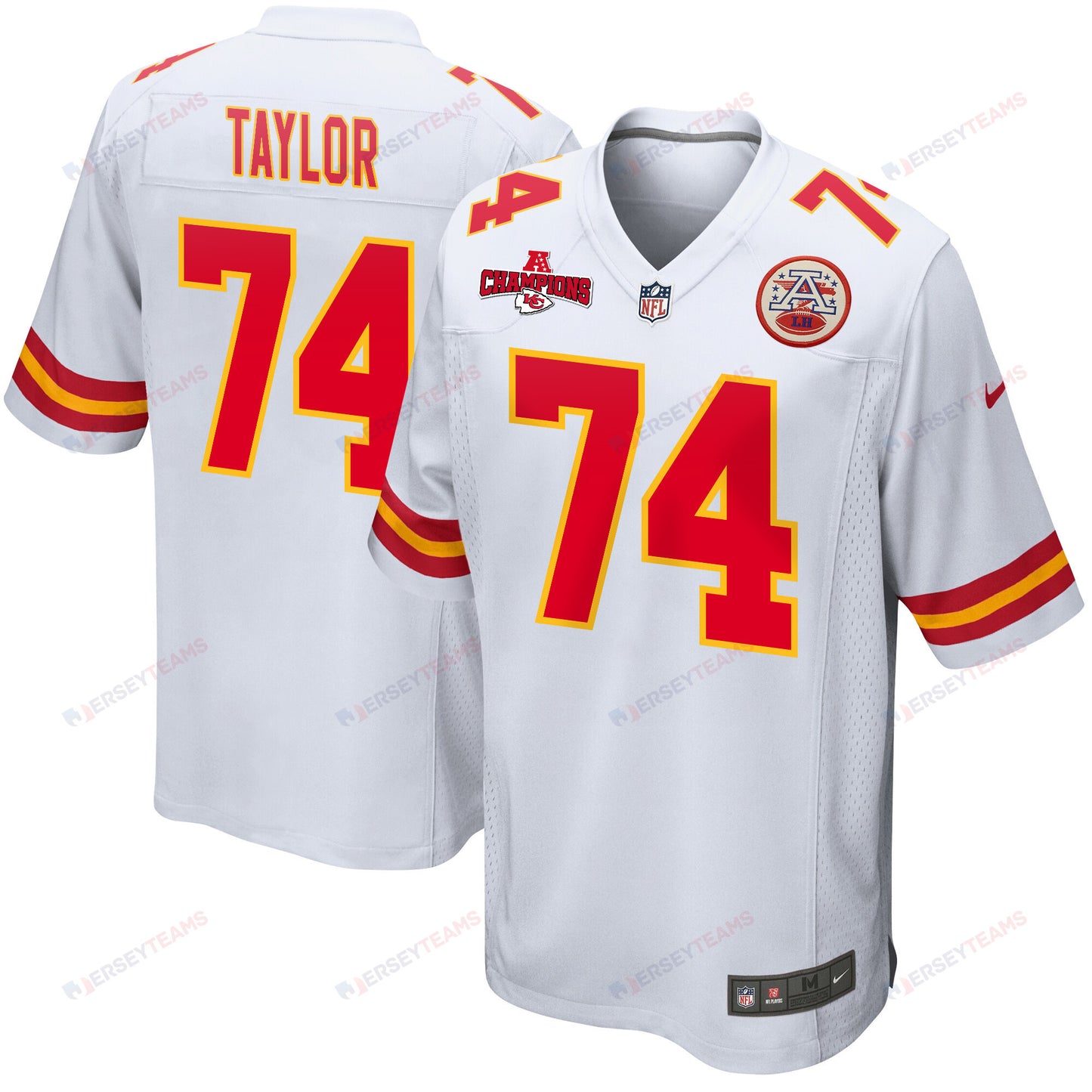 Jawaan Taylor 74 Kansas City Chiefs AFC Champions Patch Game Men Jersey - White