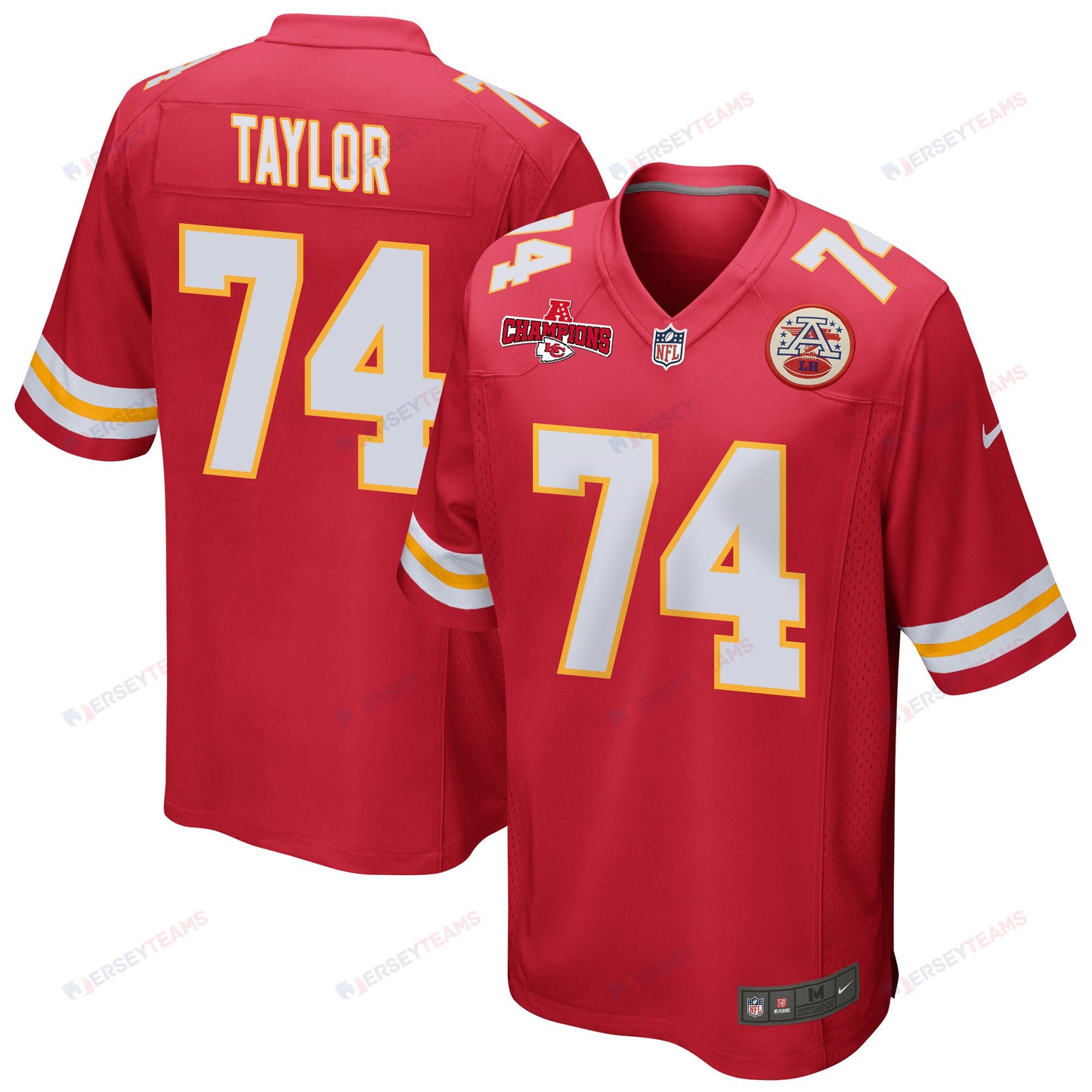 Jawaan Taylor 74 Kansas City Chiefs AFC Champions Patch Game Men Jersey - Red