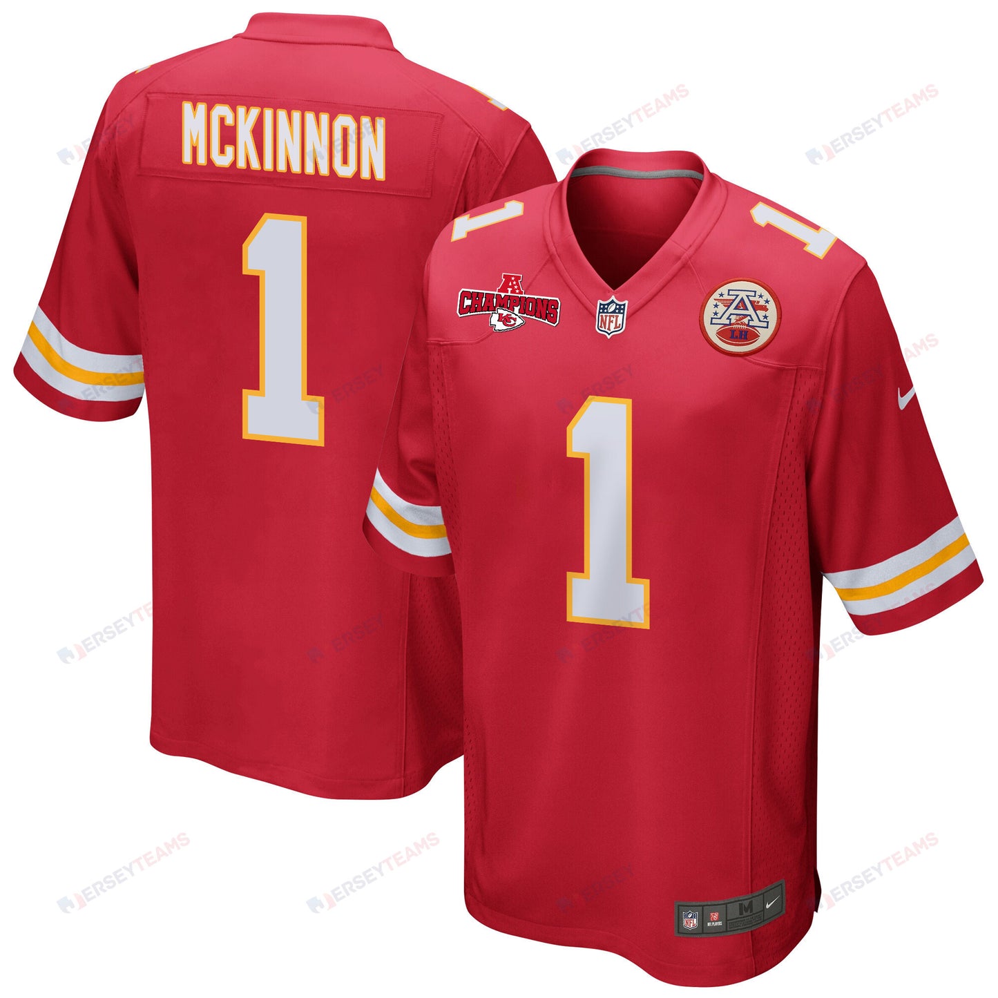 Jerick McKinnon 1 Kansas City Chiefs AFC Champions Patch Game Men Jersey - Red