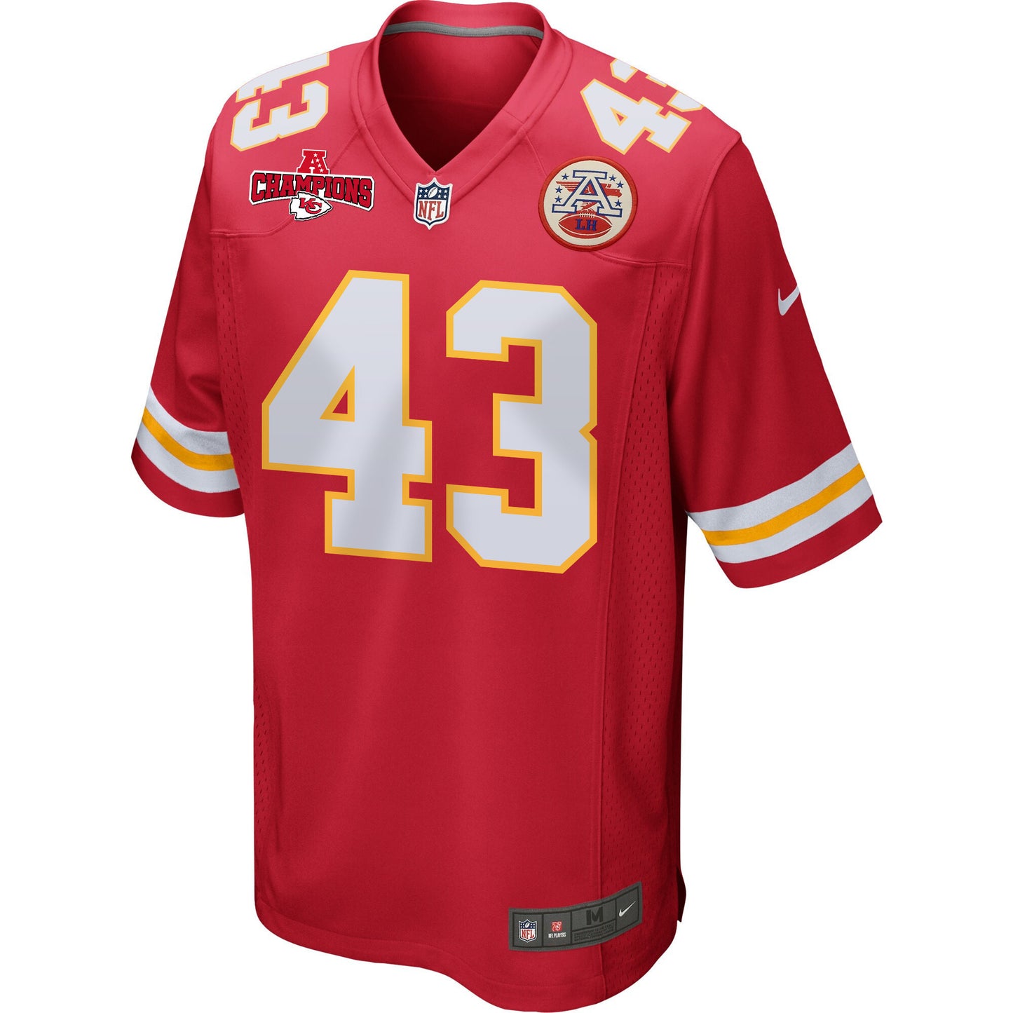 Jack Cochrane 43 Kansas City Chiefs AFC Champions Patch Game Men Jersey - Red