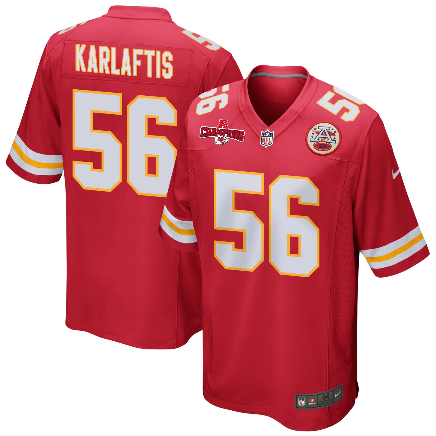 George Karlaftis 56 Kansas City Chiefs AFC Champions Patch Game Men Jersey - Red