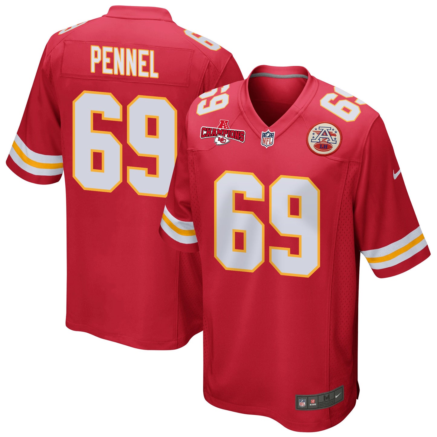 Mike Pennel 69 Kansas City Chiefs AFC Champions Patch Game Men Jersey - Red