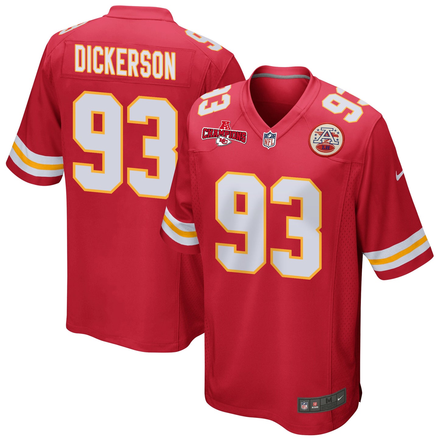 Matt Dickerson 93 Kansas City Chiefs AFC Champions Patch Game Men Jersey - Red