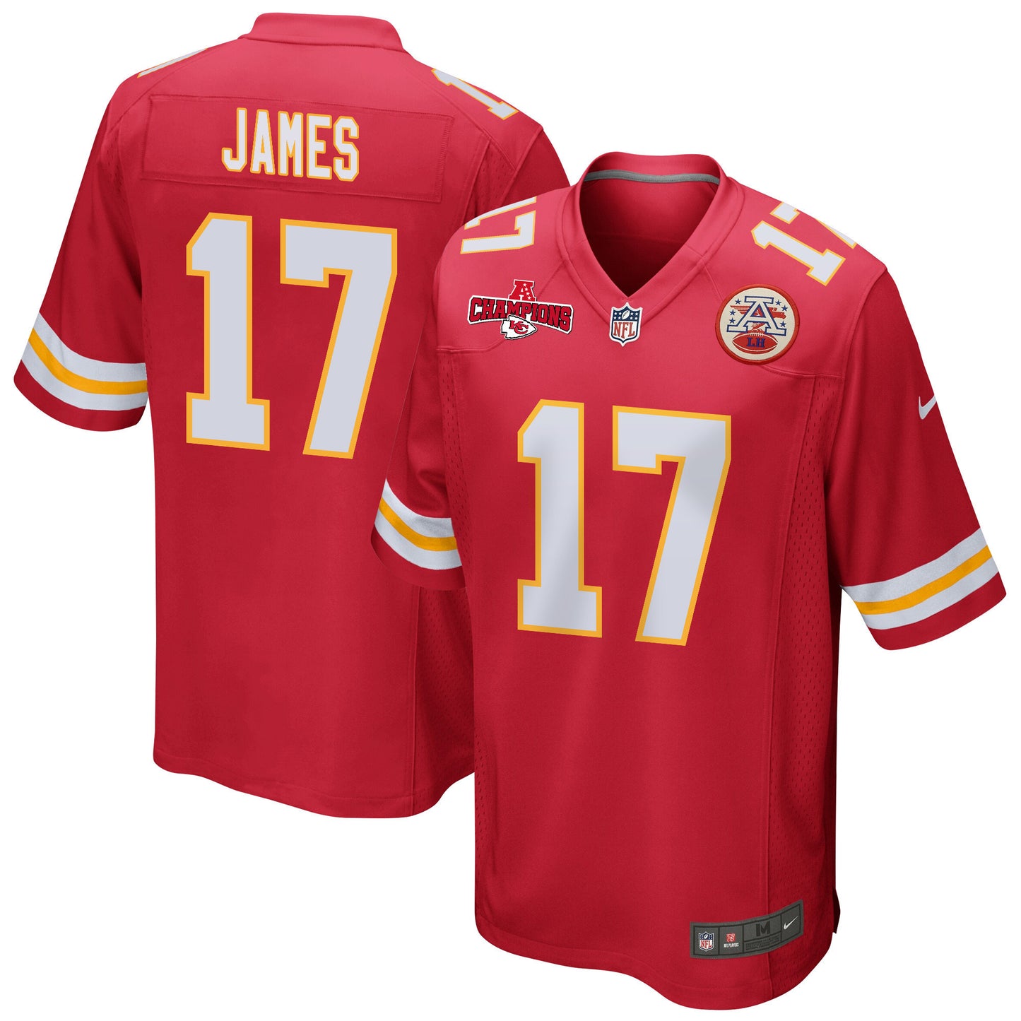 Richie James 17 Kansas City Chiefs AFC Champions Patch Game Men Jersey - Red
