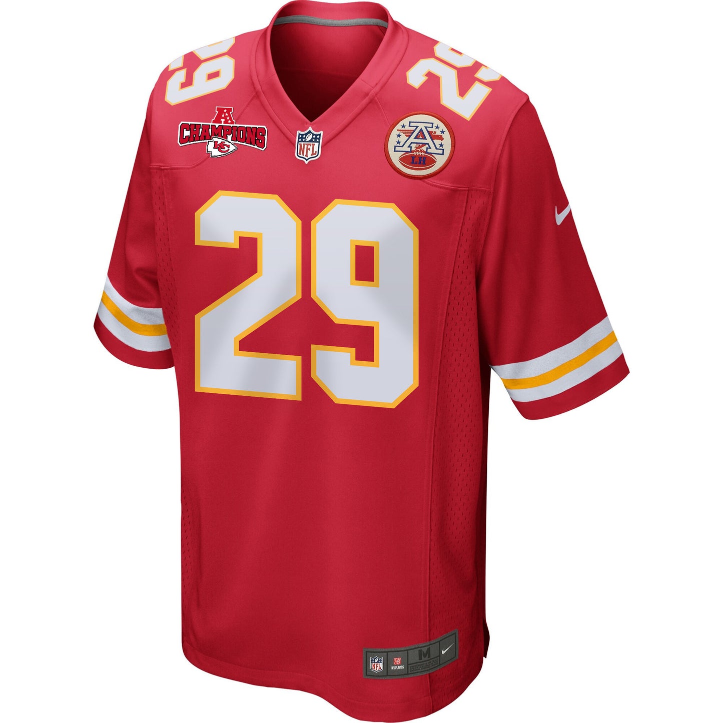 La'Mical Perine 29 Kansas City Chiefs AFC Champions Patch Game Men Jersey - Red