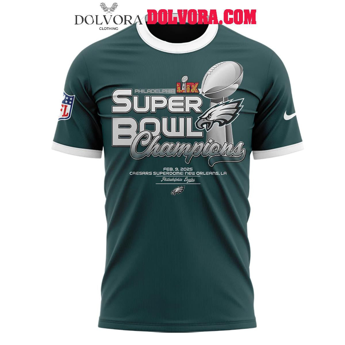 Philadelphia Eagles 2025 Super Bowl LIX Champions Player List All Over Printed T-Shirt - Midnight Green
