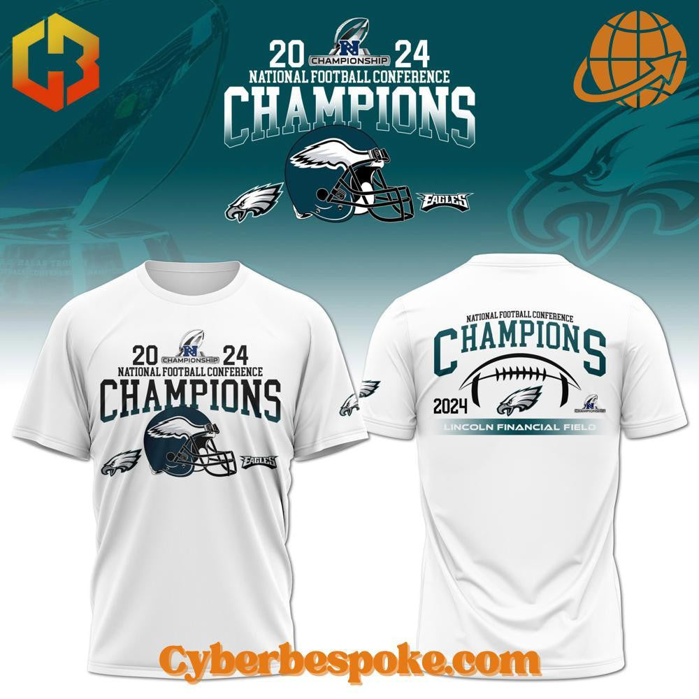 Philadelphia Eagles National Football Conference Champions All Over Printed T-Shirt - White