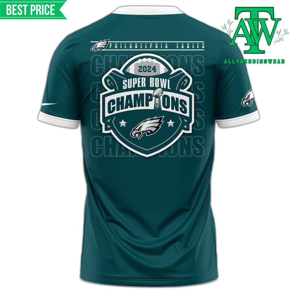 Philadelphia Eagles Super Bowl 2025 Champions All Over Printed T-Shirt - Midnight Green