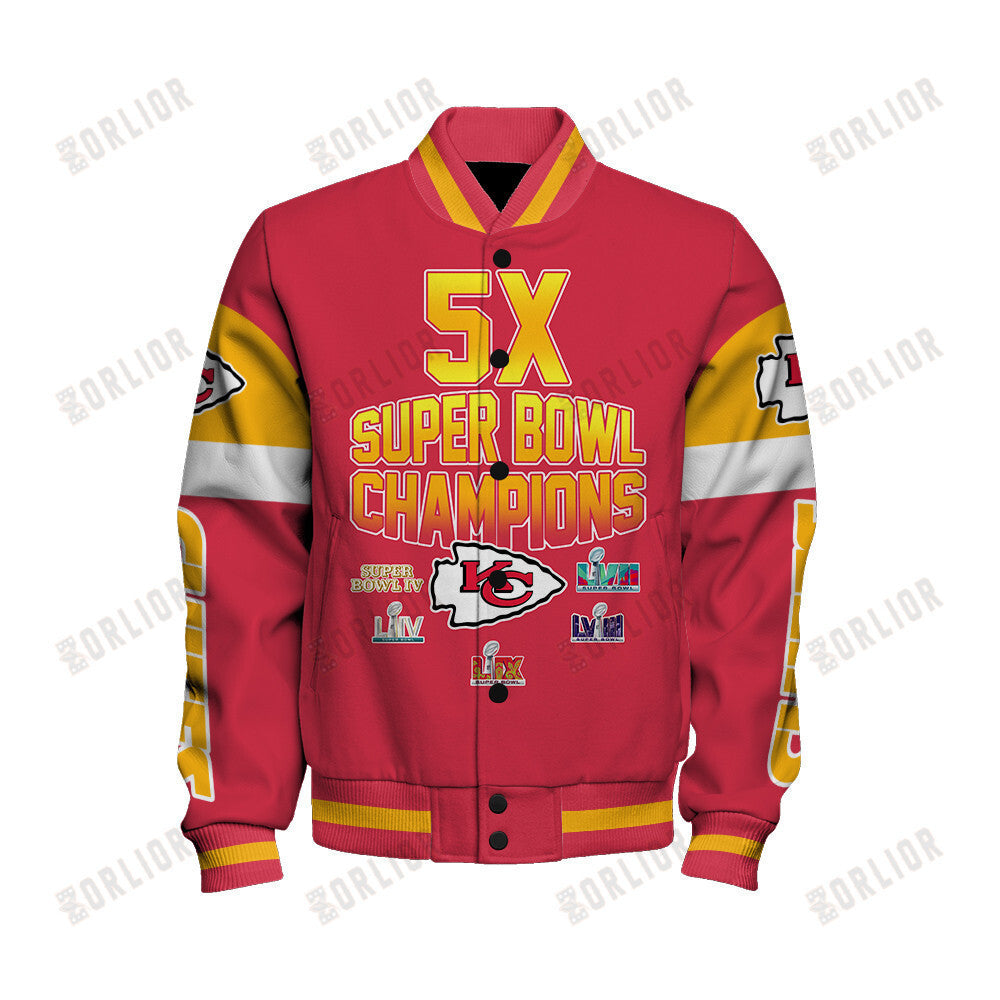 Kansas City Chiefs Super Bowl LIX 3 In A Row Varsity Jacket - All-Over-Printed Jacket