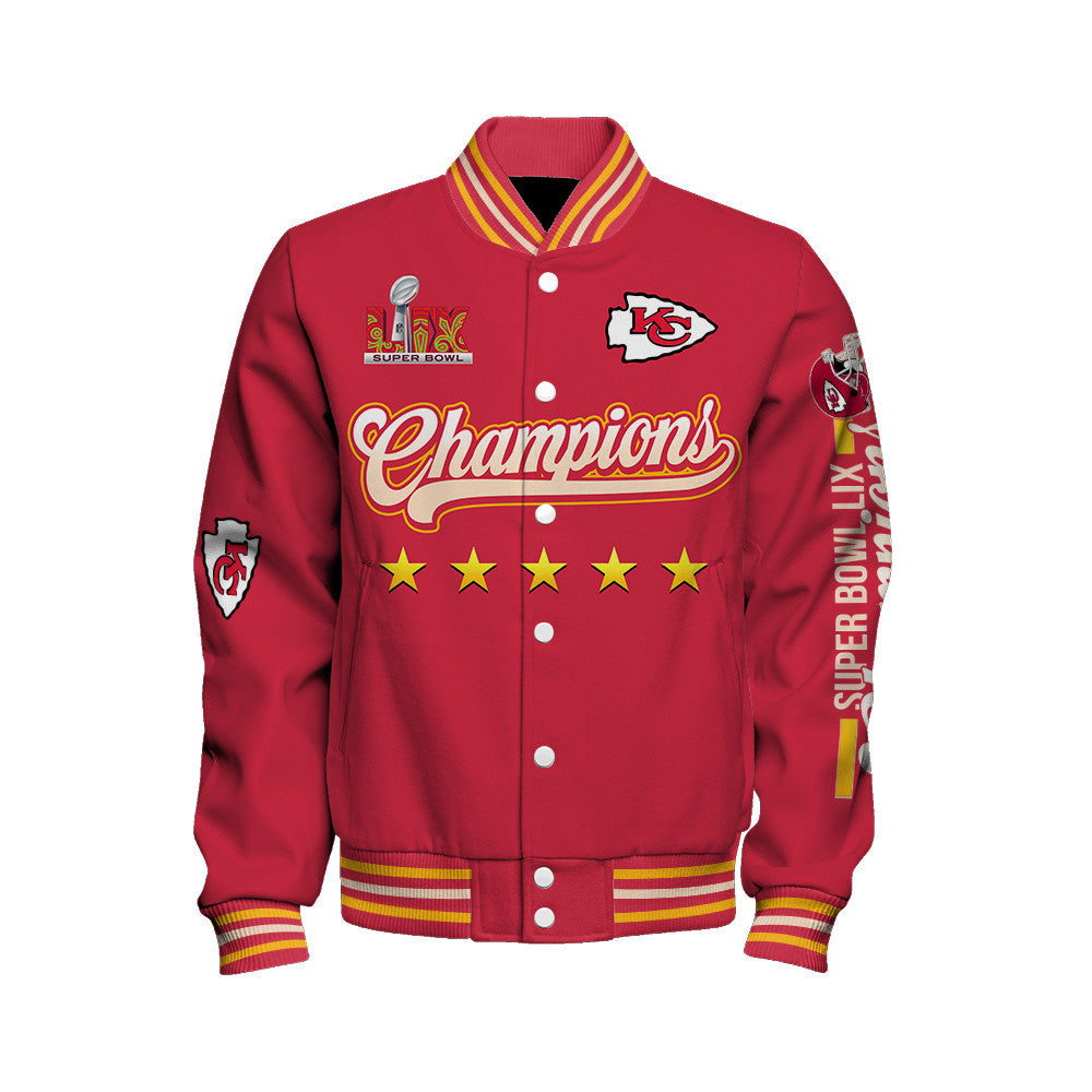Kansas City Chiefs Super Bowl LIX Dominate Again Varsity Jacket - All-Over-Printed Jacket