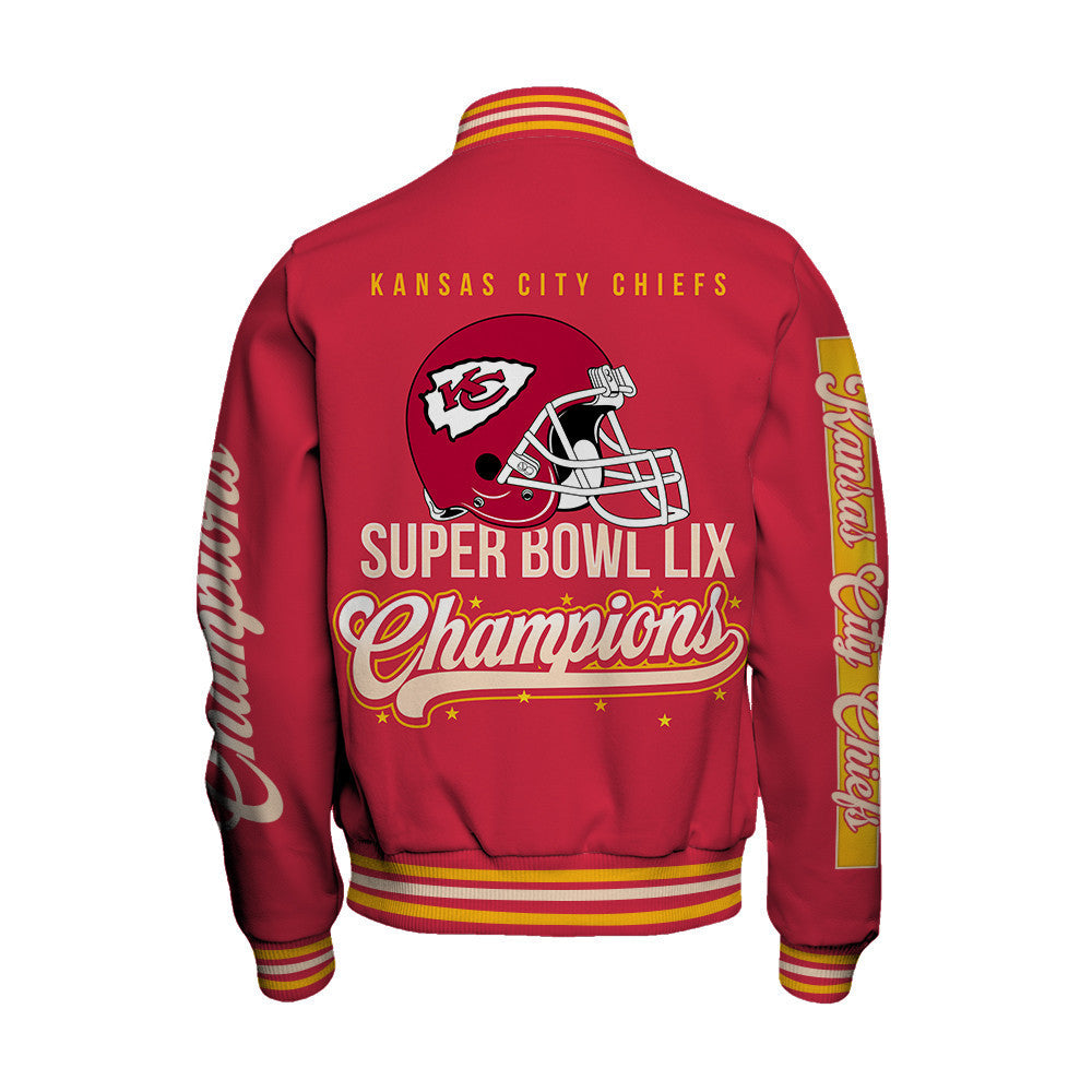 Kansas City Chiefs Super Bowl LIX Dominate Again Varsity Jacket - All-Over-Printed Jacket
