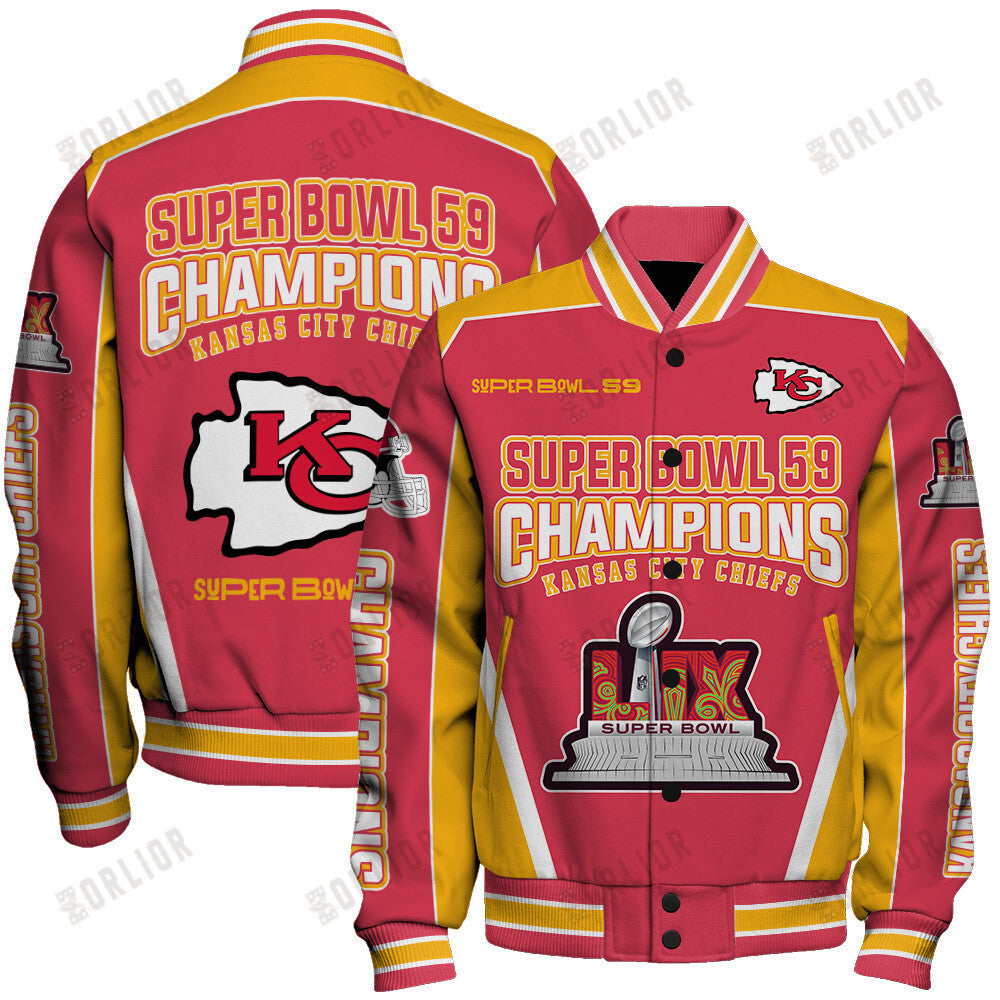 Kansas City Chiefs Super Bowl LIX Top Of The Game Varsity Jacket - All-Over-Printed Jacket