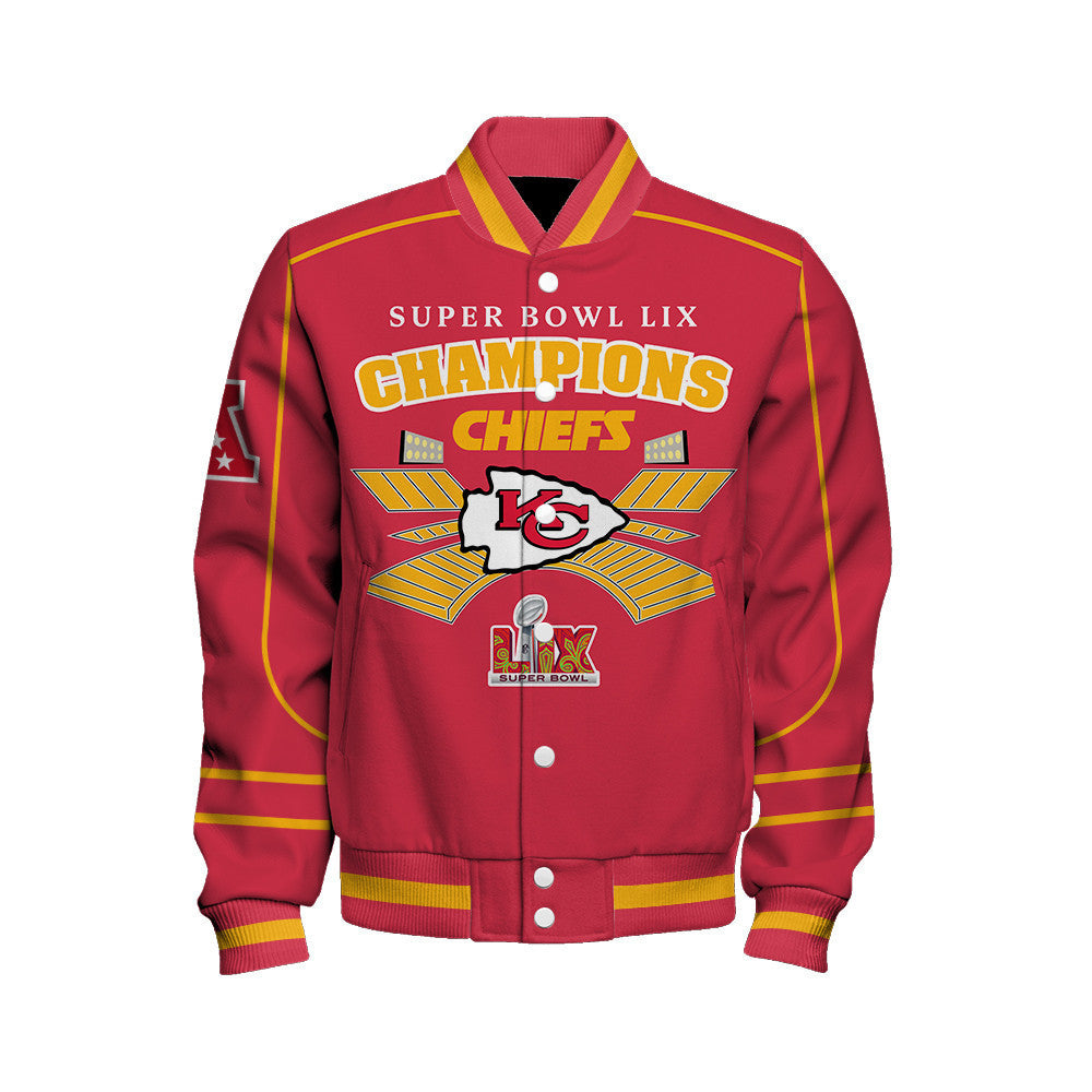 Kansas City Chiefs Super Bowl LIX The New King Varsity Jacket - All-Over-Printed Jacket