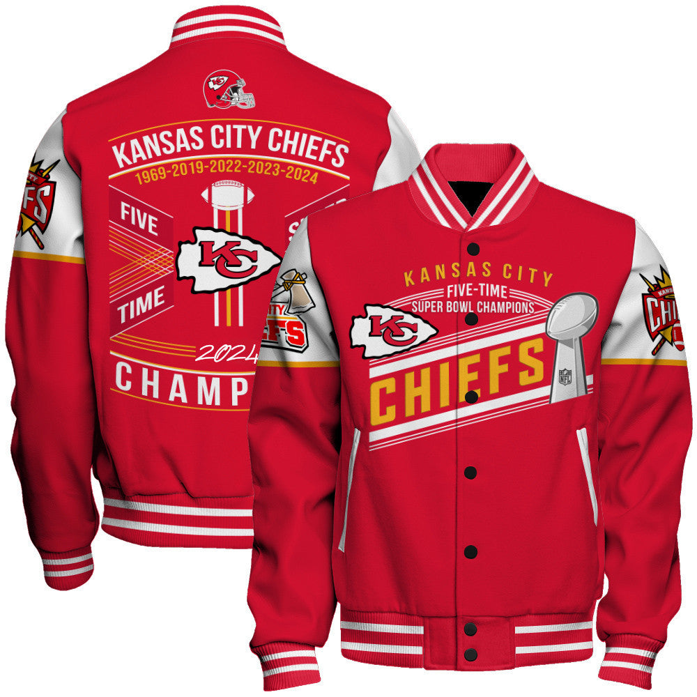 Kansas City Chiefs Super Bowl LIX Champions 2024 Prove Strength Varsity Jacket - All-Over-Printed Jacket