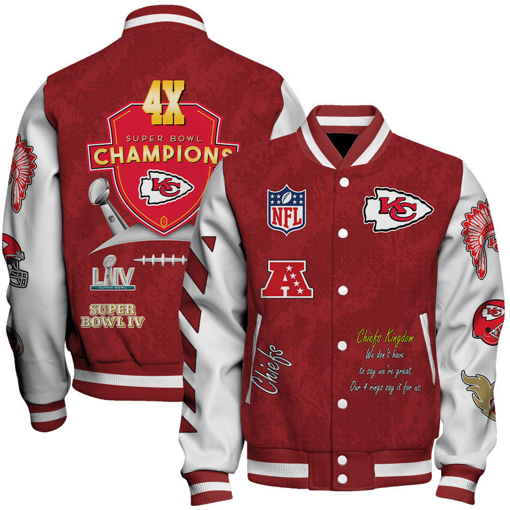 Kansas City Chiefs 4X Super Bowl LIX Champions Winning Spirit Varsity Jacket - All-Over-Printed Jacket