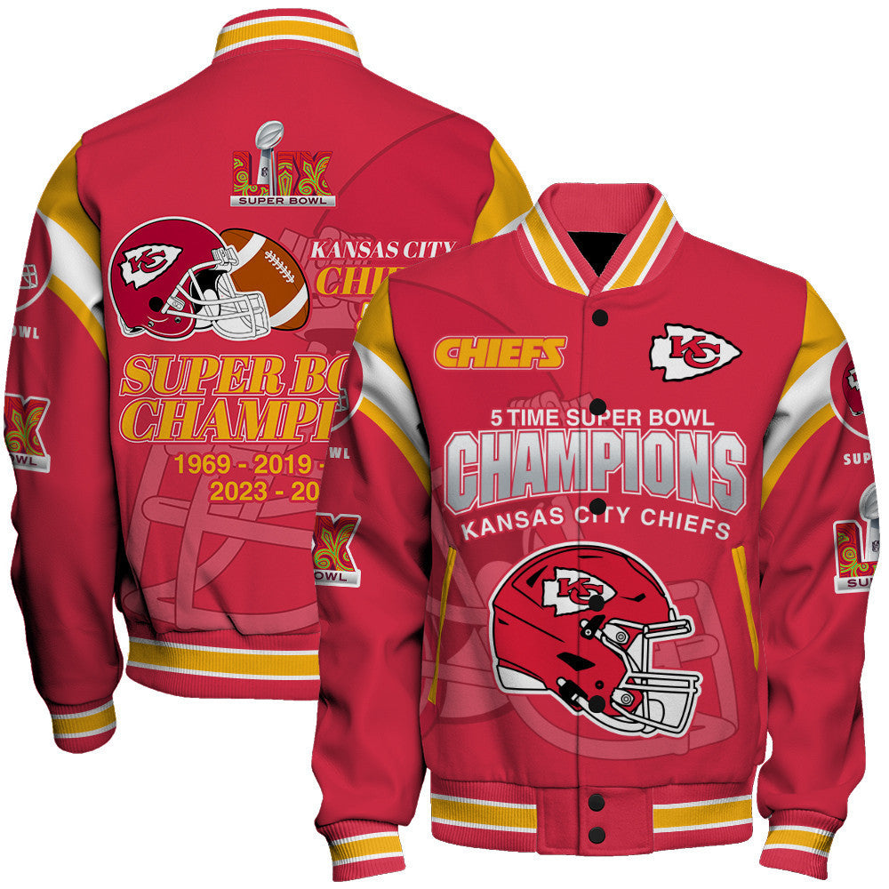 Kansas City Chiefs Super Bowl LIX 2025 Make History Varsity Jacket - All-Over-Printed Jacket
