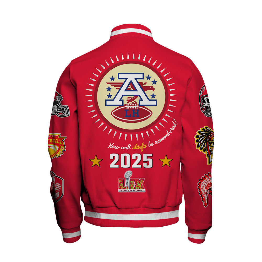 Kansas City Chiefs Super Bowl LIX Celebrate The Champions Varsity Jacket - All-Over-Printed Jacket