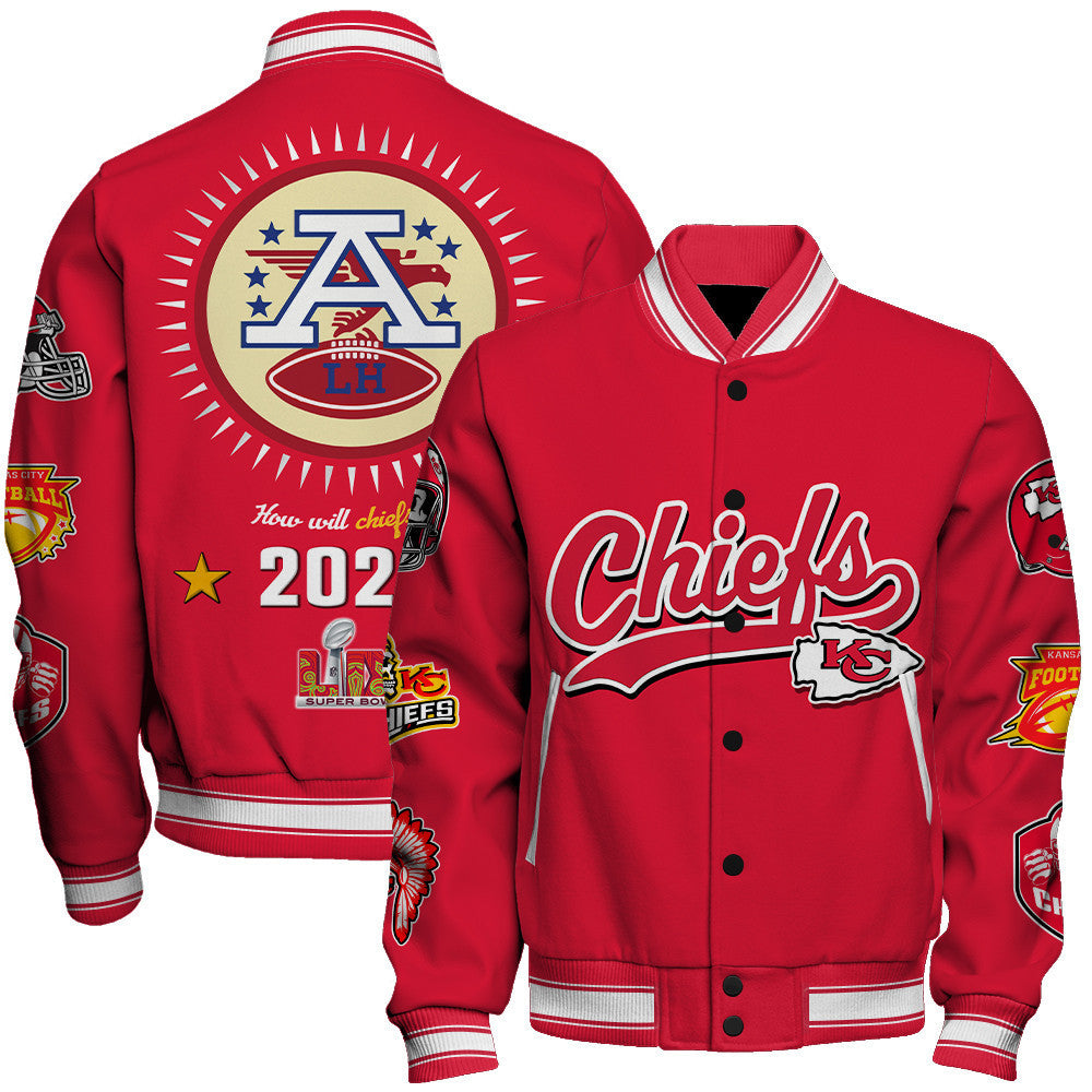 Kansas City Chiefs Super Bowl LIX Celebrate The Champions Varsity Jacket - All-Over-Printed Jacket
